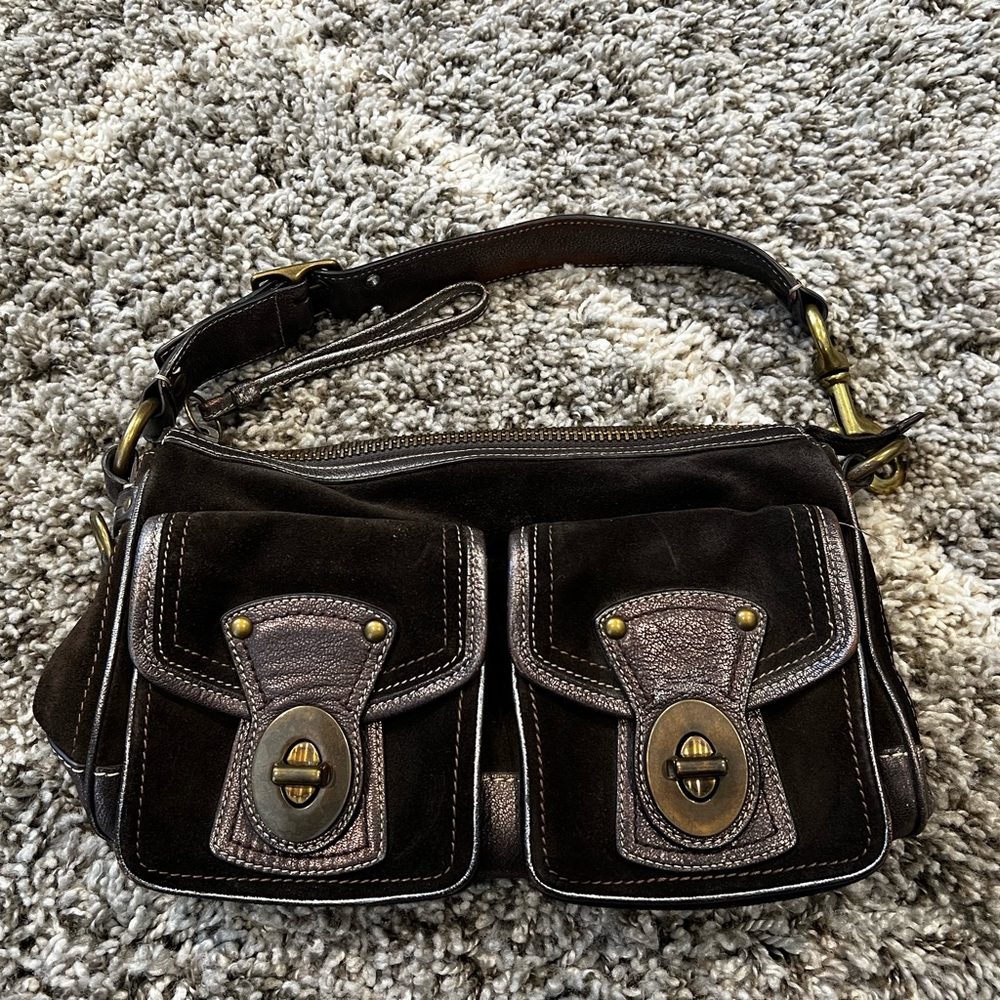 Coach Suede ad Metallic Leather shoulder bag